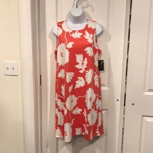 RNSTUDIO sleeveless, knit dress, coral/white
